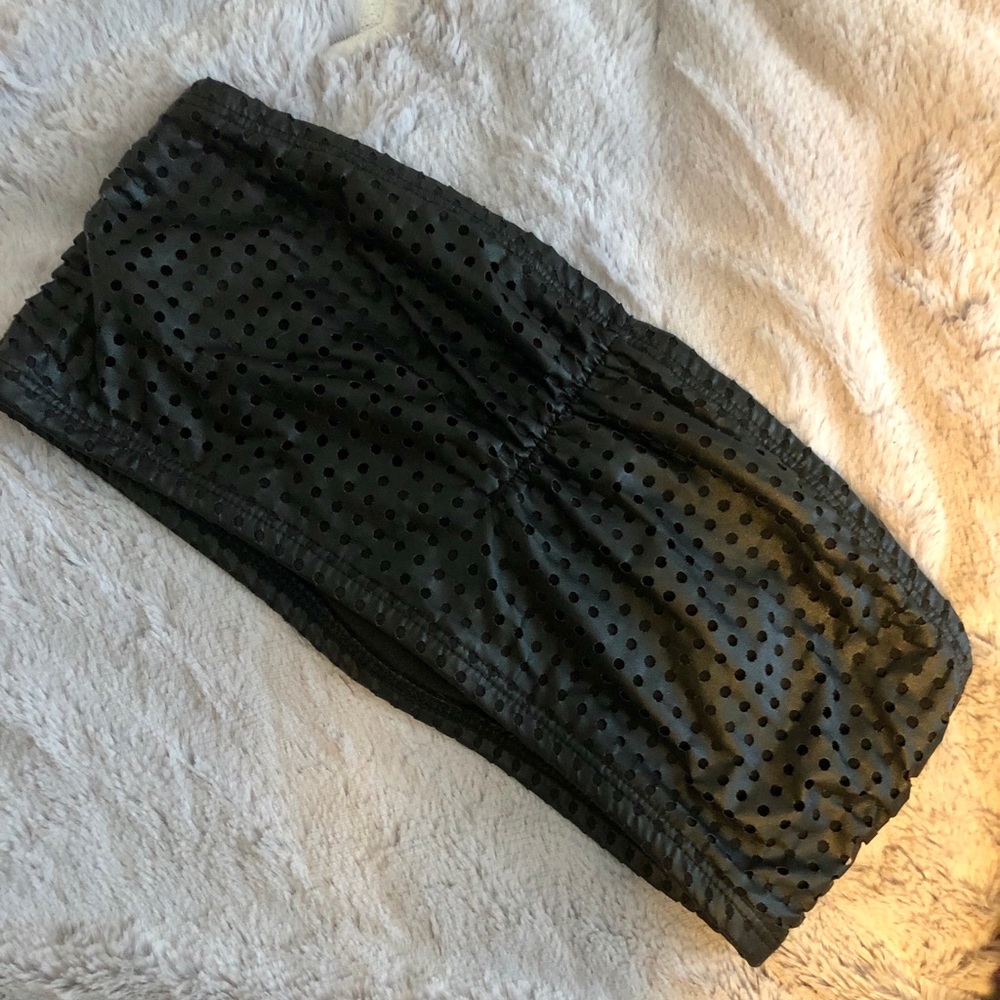 Material girl black perforated bandeau top